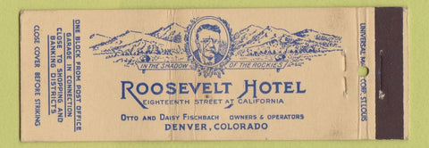 Matchbook Cover - Roosevelt Hotel Denver Colorado Theodore