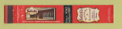 Matchbook Cover - Solick's Restaurant Chicago IL 10 Strike