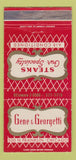 Matchbook Cover - Gene and Georgetti Chicago IL 30 Strike