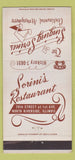 Matchbook Cover - Singing Sorinis Restaurant North Riverside IL 30 Strike