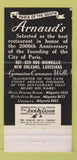 Matchbook Cover - Arnaud's Restaurant New Orleans LA Eiffel Tower 30 Strike