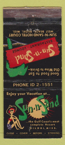 Matchbook Cover - Sun N Sand Bilxoi MS WORN 30 Stick
