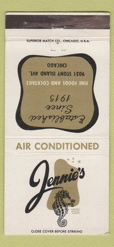Matchbook Cover - Jennie's Chicago IL seahorse 30 Strike