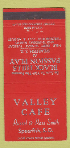 Matchbook Cover - Valley Cafe Spearfish SD 30 Strike