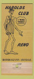 Matchbook Cover - Harolds Club Casino Reno NV 30 Stick