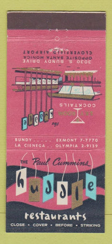 Matchbook Cover - Huddle Restaurants Covina Santa Monica CA 30 Stick