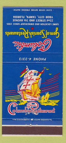 Matchbook Cover - Columbia Spanish Restaurant Tampa FL 30 Strike