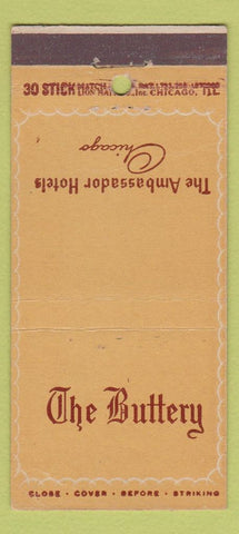 Matchbook Cover - Ambassador Hotel Chicago IL The Buttery 30 Stick