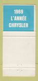 Matchbook Cover - 1969 Chrysler Newport Rimouski QC Ruest Arsenault 30 Strike