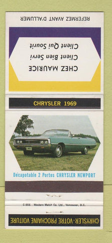 Matchbook Cover - 1969 Chrysler Newport Convertible Chez Maurice 30 Strike