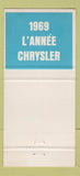 Matchbook Cover - 1969 Chrysler Newport Convertible Chez Maurice 30 Strike