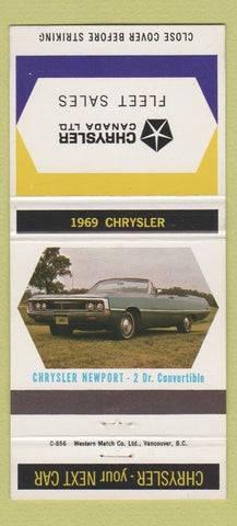 Matchbook Cover - 1969 Chrysler Newport Convertible Canada FLEET SALES 30 Strike