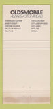 Matchbook Cover - 1973 Oldsmobile Millers Mechanicsburg PA 30 Strike