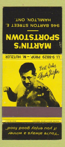 Matchbook Cover Sportstown Martin Hutzler Wrestler Hamilton ON  30 Strike Yellow
