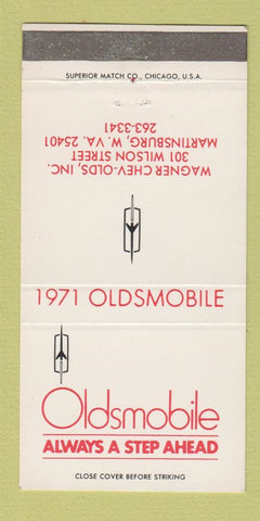 Matchbook Cover - 1971 Oldsmobile Wagner Chevrolet Martinsburg WV 30 Strike