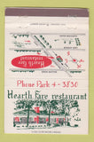 Matchbook Cover - Hearth Fare Restaurant Glenview IL 40 Strike