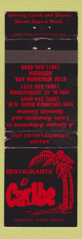 Matchbook Cover - El Caribe Bethesda MD WORN