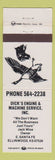 Matchbook Cover - Dick's Engine Machine Service Ellinwood KS