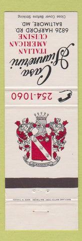 Matchbook Cover - Casa Giannerini Italian Baltimore MD