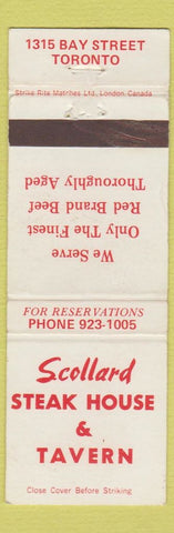 Matchbook Cover - Scollard Steak House Toronto ON WEAR