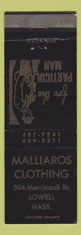 Matchbook Cover - Malliaros Clothing Lowell MA WEAR