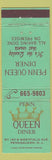 Matchbook Cover - Penn Queen Diner Pennsauken NJ WEAR