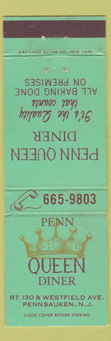 Matchbook Cover - Penn Queen Diner Pennsauken NJ WEAR
