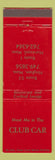 Matchbook Cover - Club Car Hingham MA Norwood WEAR