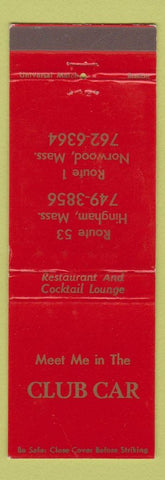Matchbook Cover - Club Car Hingham MA Norwood WEAR
