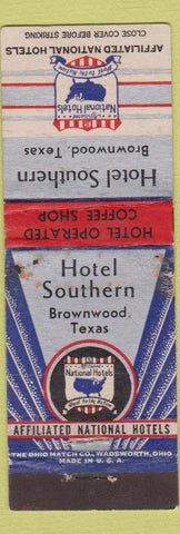 Matchbook Cover - Hotel Southern Brownfield TX WORN