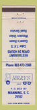 Matchbook Cover - Jerry's Manning SC WORN