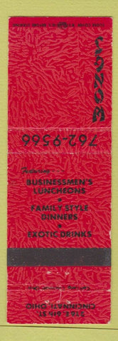 Matchbook Cover - Wong's Restaurant Cincinnati OH