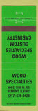 Matchbook Cover - Wood Specialties Cabinets Bement IL
