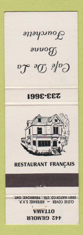 Matchbook Cover - Cafe De La Bonne Fourchette Ottawa ON WEAR
