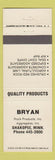 Matchbook Cover - Bryan Rock Products Shakopee MN
