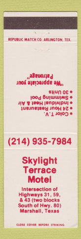 Matchbook Cover - Skylight Terrace Motel Marshall TX