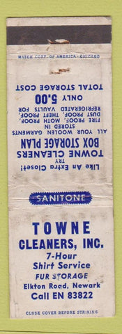 Matchbook Cover - Towne Cleaners Newark DE POOR