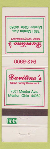 Matchbook Cover - Davitino's Italian Restaurant Mentor OH WEAR
