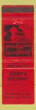 Matchbook Cover - Guido's Restaurant Miami Beach FL
