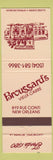 Matchbook Cover - Broussard's Vieux Carre New Orleans LA