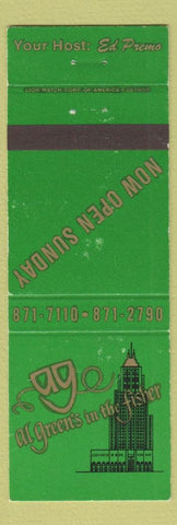 Matchbook Cover - Al Green's in Fisher Detroit? MI