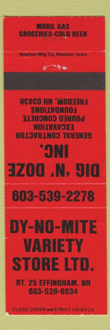 Matchbook Cover - Dig N Doze Excavation Concrete Effingham NH