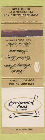 Matchbook Cover - Continental Inns of America Lexington KY
