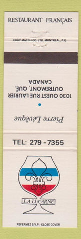 Matchbook Cover - LA Lucarne French Restaurant Outremont QC