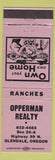 Matchbook Cover - Opperman Realty Glendale OR WEAR real estate