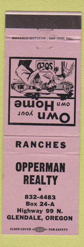 Matchbook Cover - Opperman Realty Glendale OR WEAR real estate