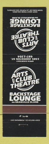 Matchbook Cover - Arts Club Theatre Lounge Granville Island Vancouver BC