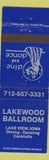 Matchbook Cover - Lakewood Ballroom Lake View IA