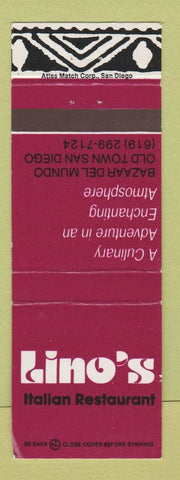 Matchbook Cover - Lino's Italian Restaurant San Diego CA WEAR