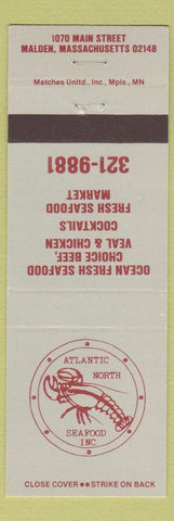 Matchbook Cover - Atlantic North Seafood lobster Malden MA
